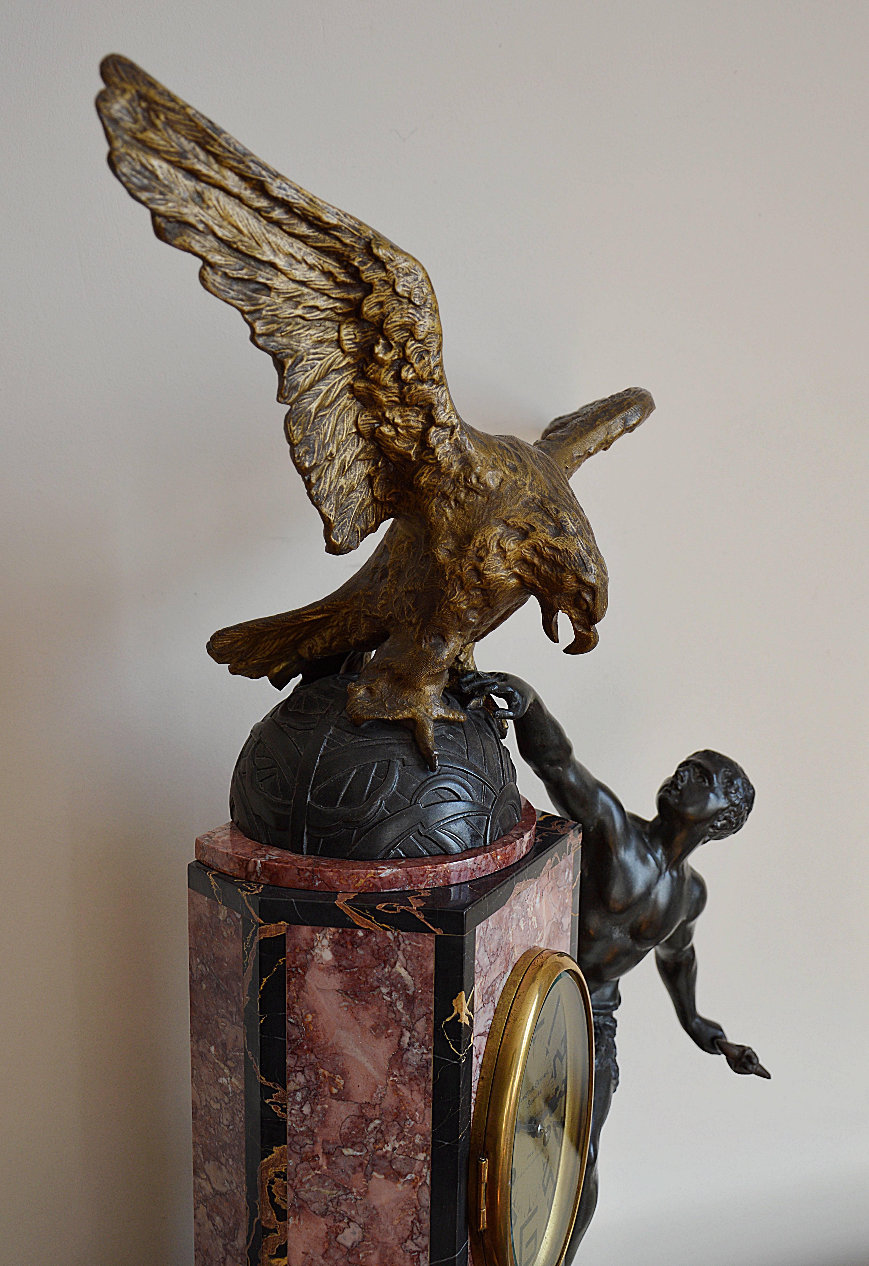 Limousin French Art Deco Eagle Mantle Clock, 1925 3