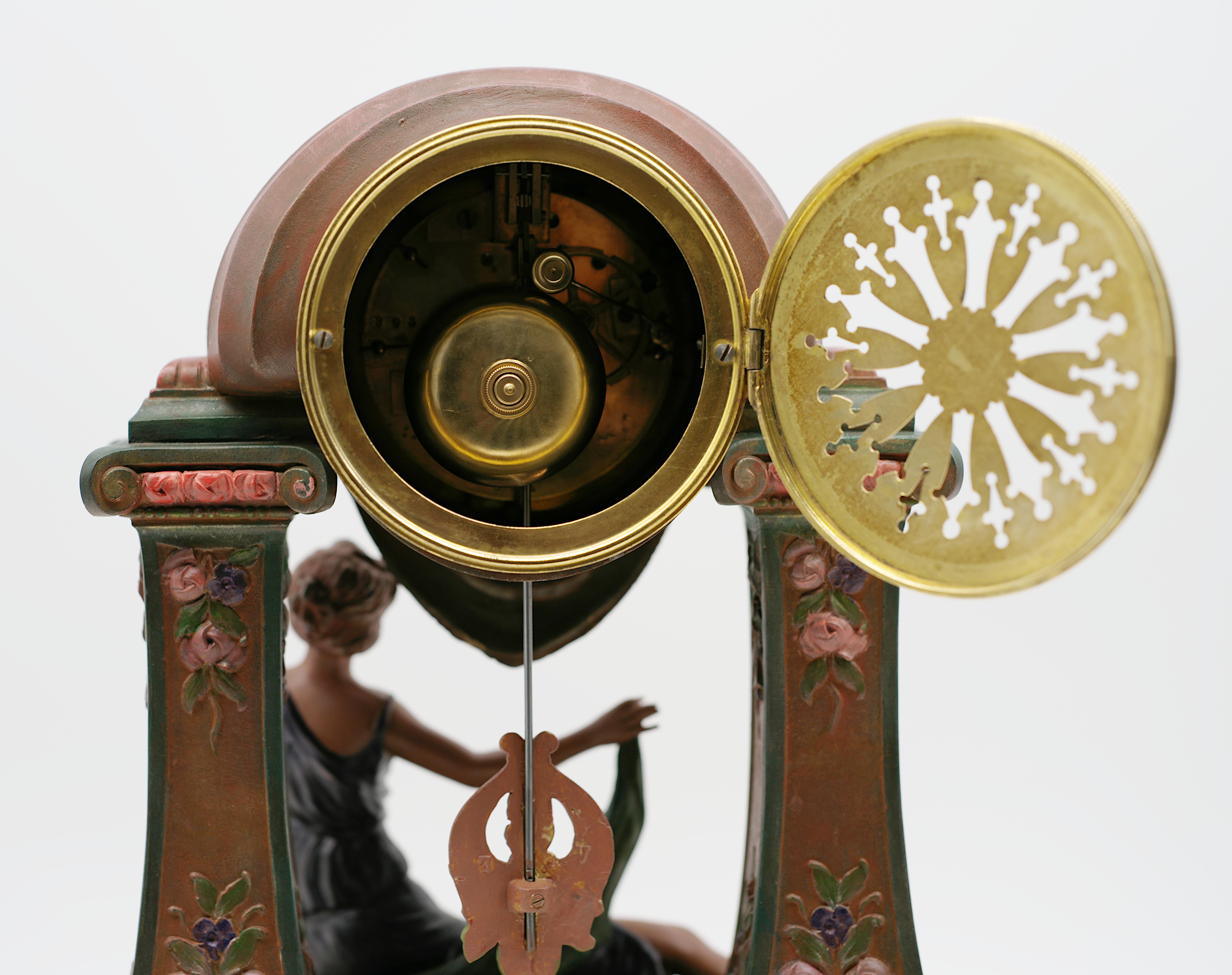 LIMOUSIN French Art Deco Mantel Clock Set, 1920 For Sale 10
