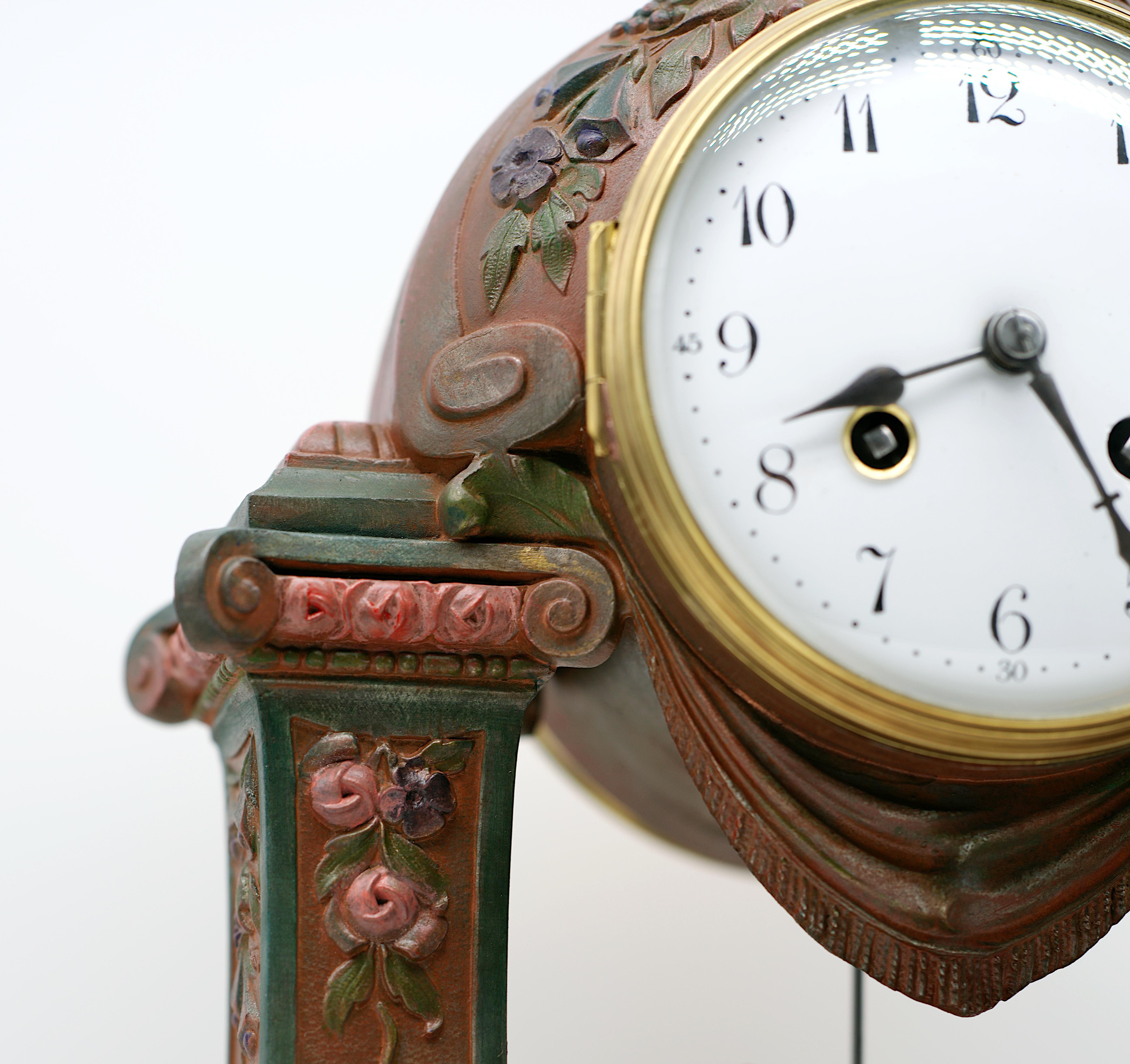 Early 20th Century LIMOUSIN French Art Deco Mantel Clock Set, 1920 For Sale