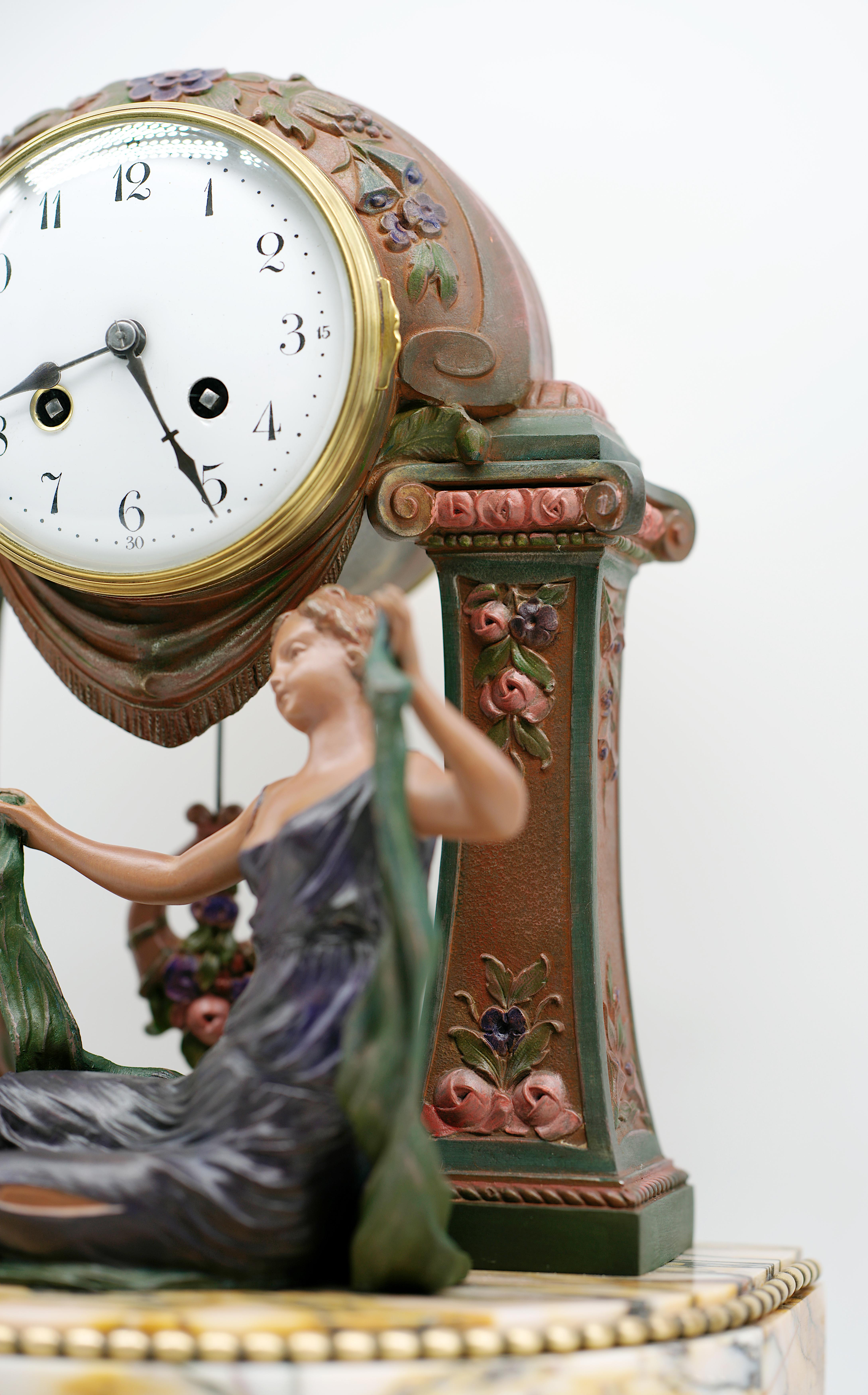 Brass LIMOUSIN French Art Deco Mantel Clock Set, 1920 For Sale