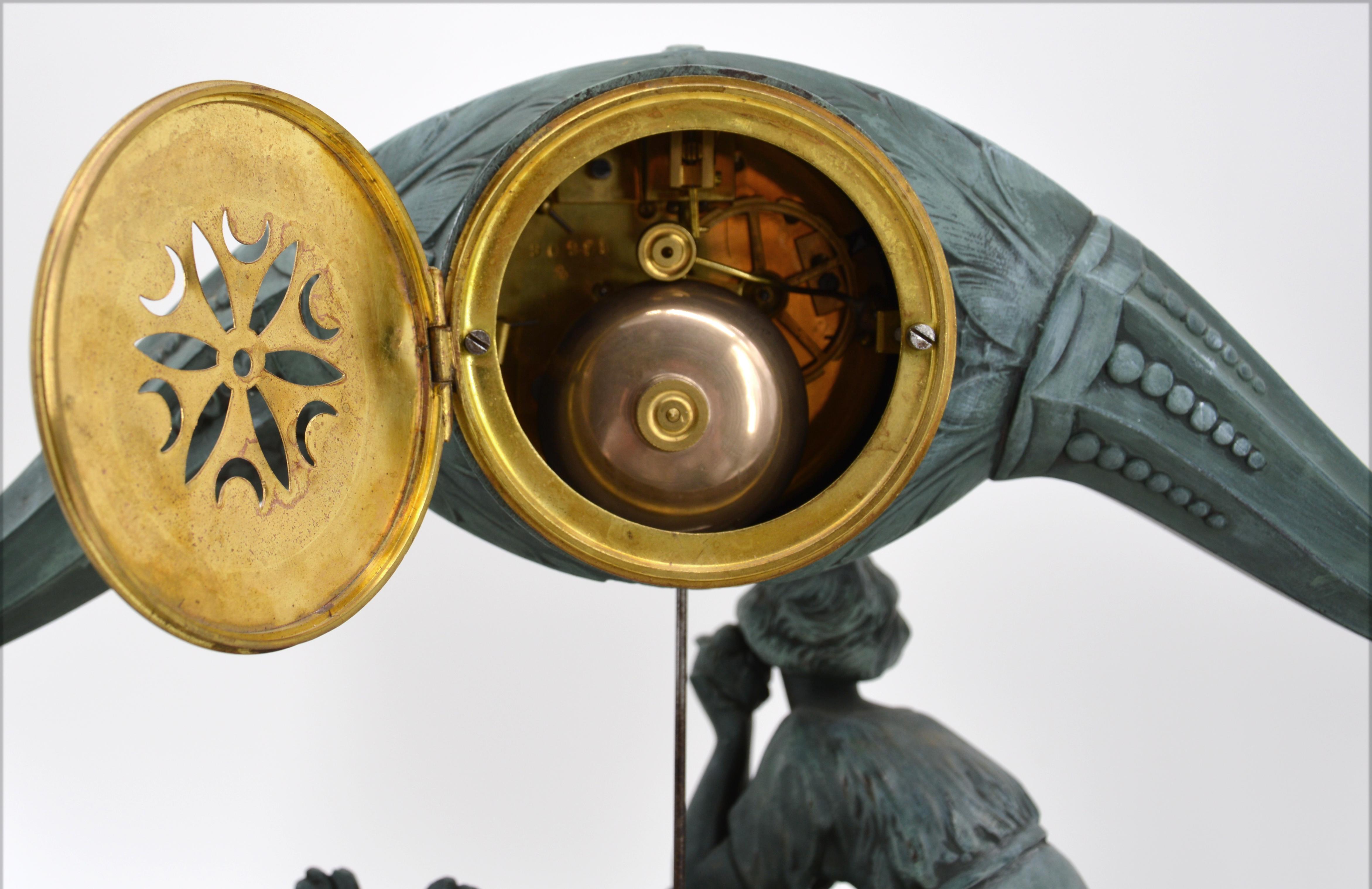 LIMOUSIN French Art Deco Mantel Clock Set, 1918-1920 For Sale 1