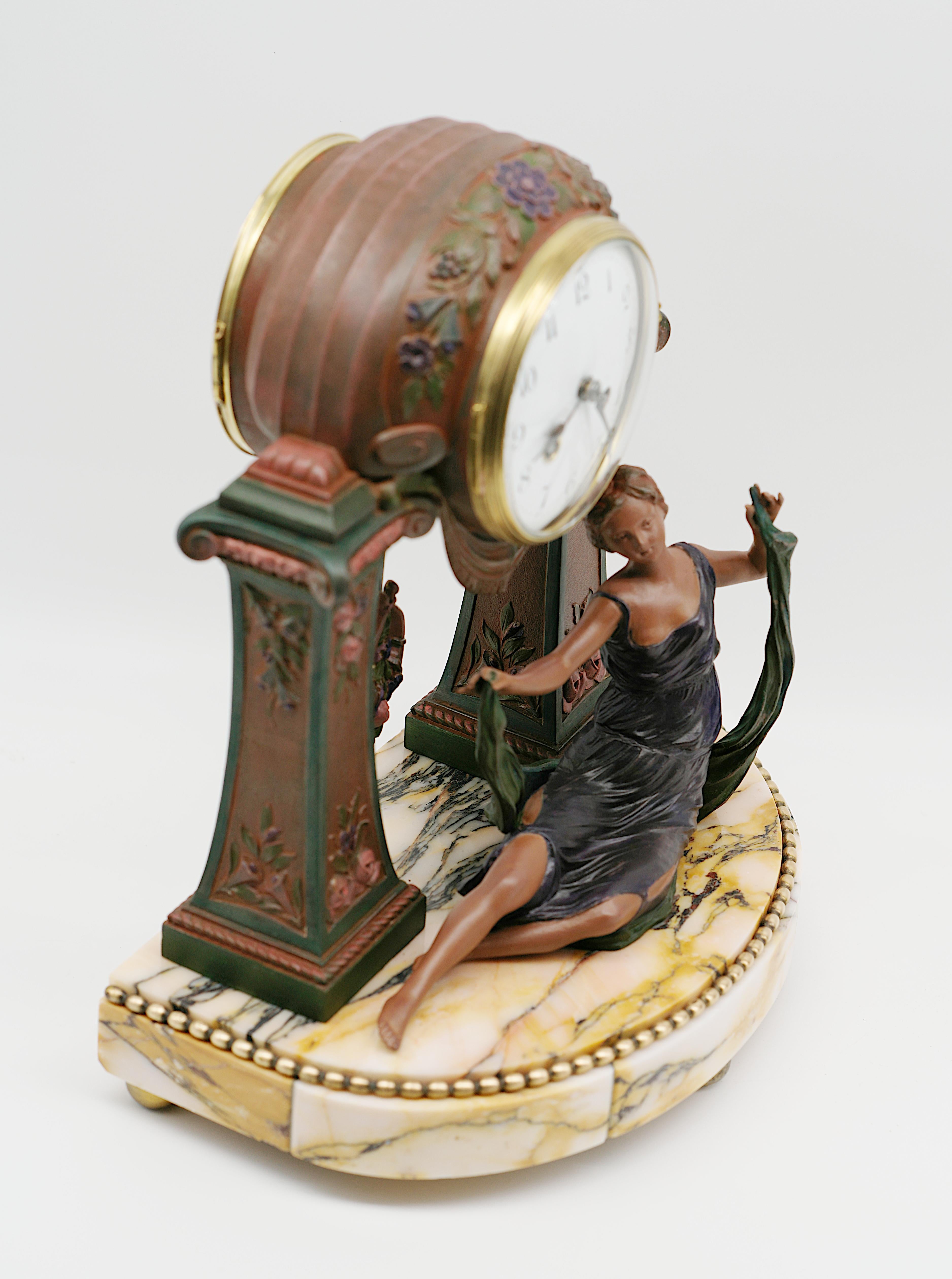 LIMOUSIN French Art Deco Mantel Clock Set, 1920 For Sale 3