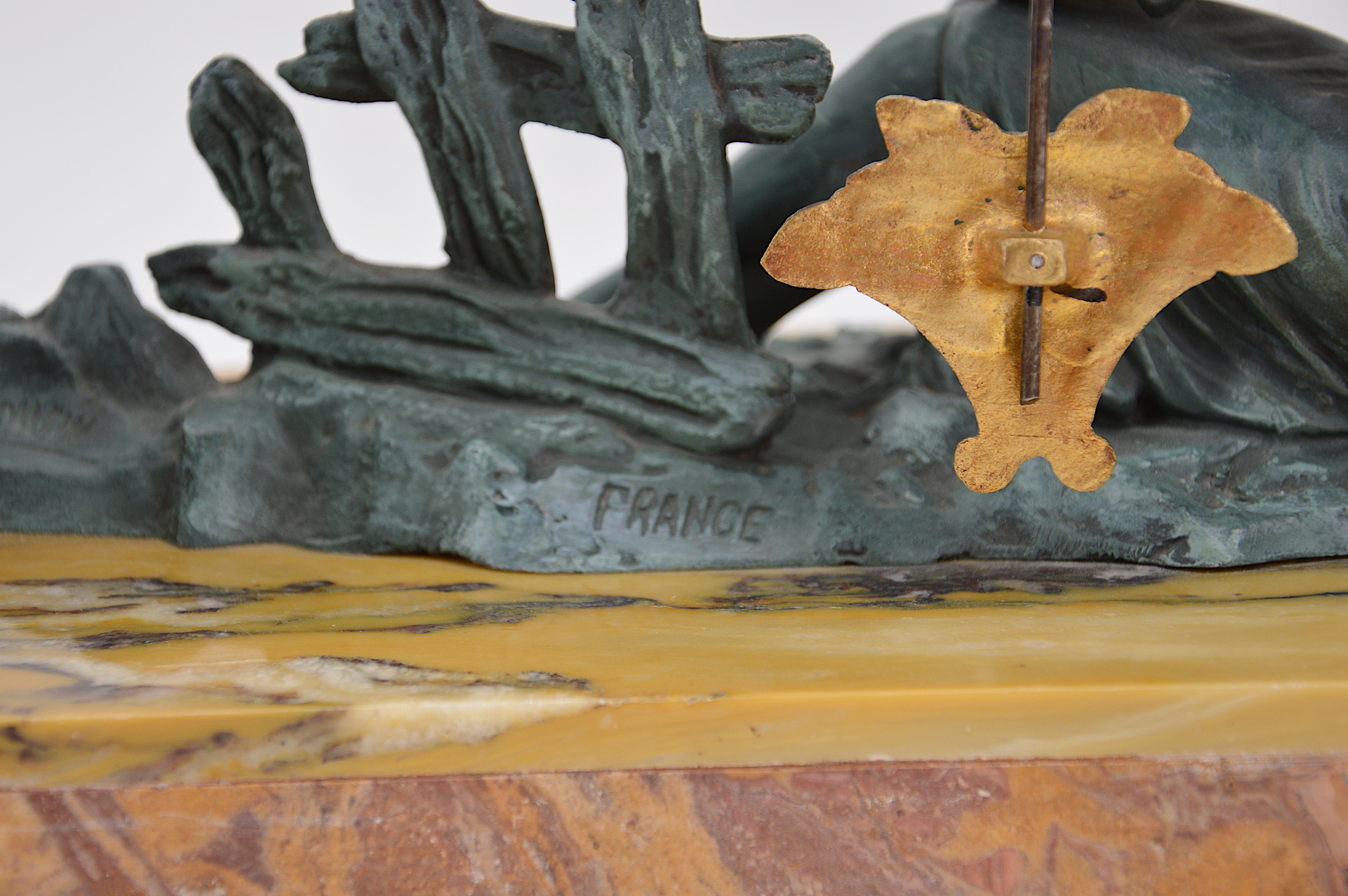 LIMOUSIN French Art Deco Mantel Clock Set, 1918-1920 For Sale 4