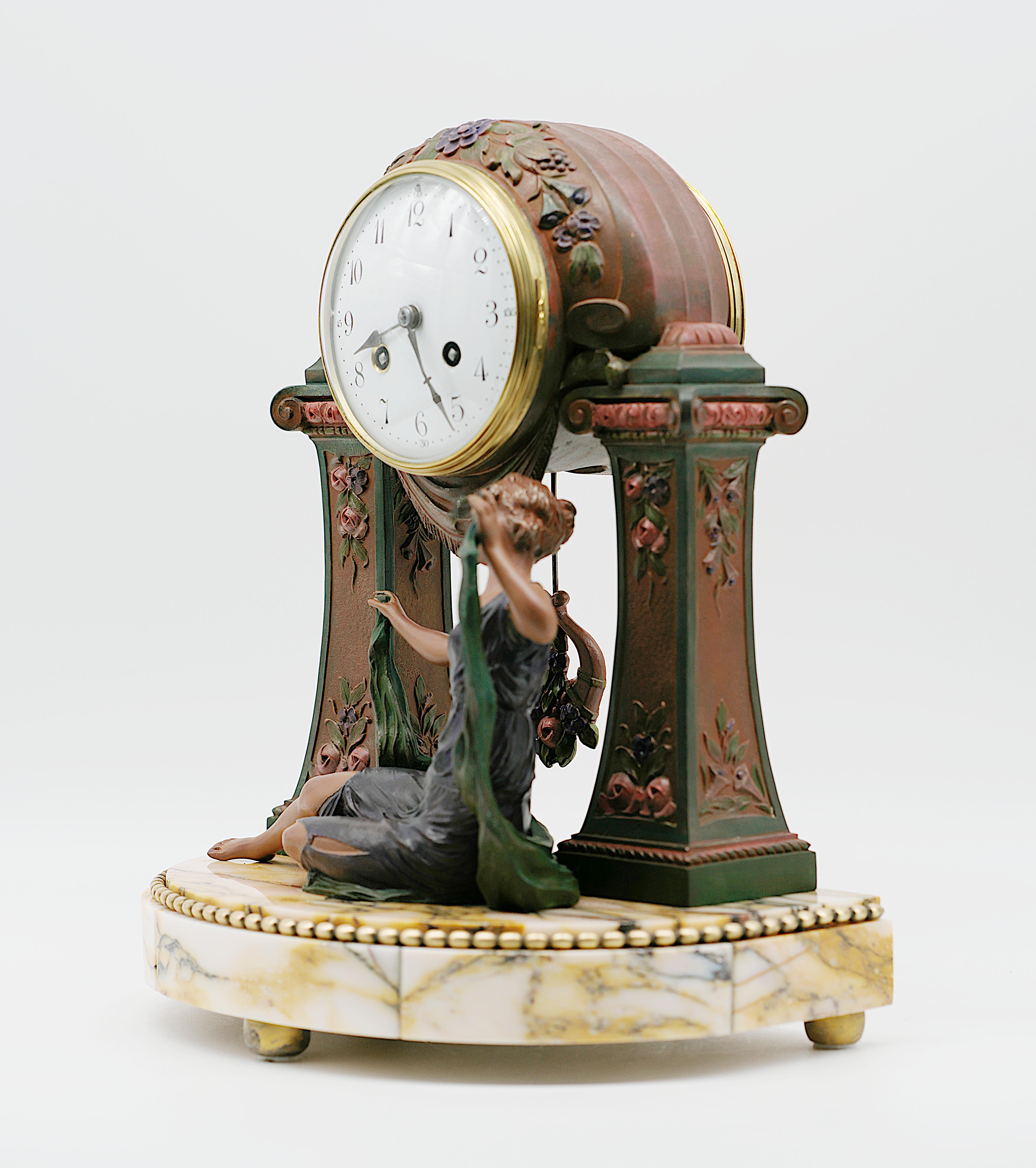 LIMOUSIN French Art Deco Mantel Clock Set, 1920 For Sale 4