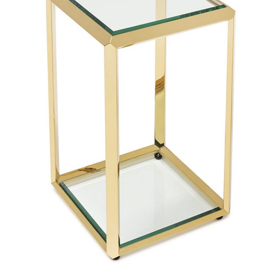 Italian Limpia Side Table in Gold Finish or Smoked Chrome Finish For Sale