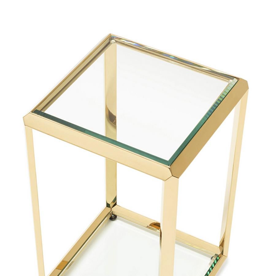 Limpia Side Table in Gold Finish or Smoked Chrome Finish In New Condition For Sale In Paris, FR