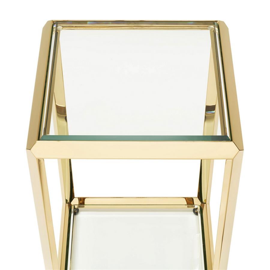 Contemporary Limpia Side Table in Gold Finish or Smoked Chrome Finish For Sale