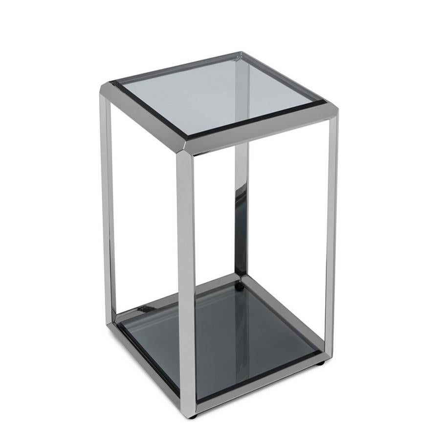 Metal Limpia Side Table in Gold Finish or Smoked Chrome Finish For Sale