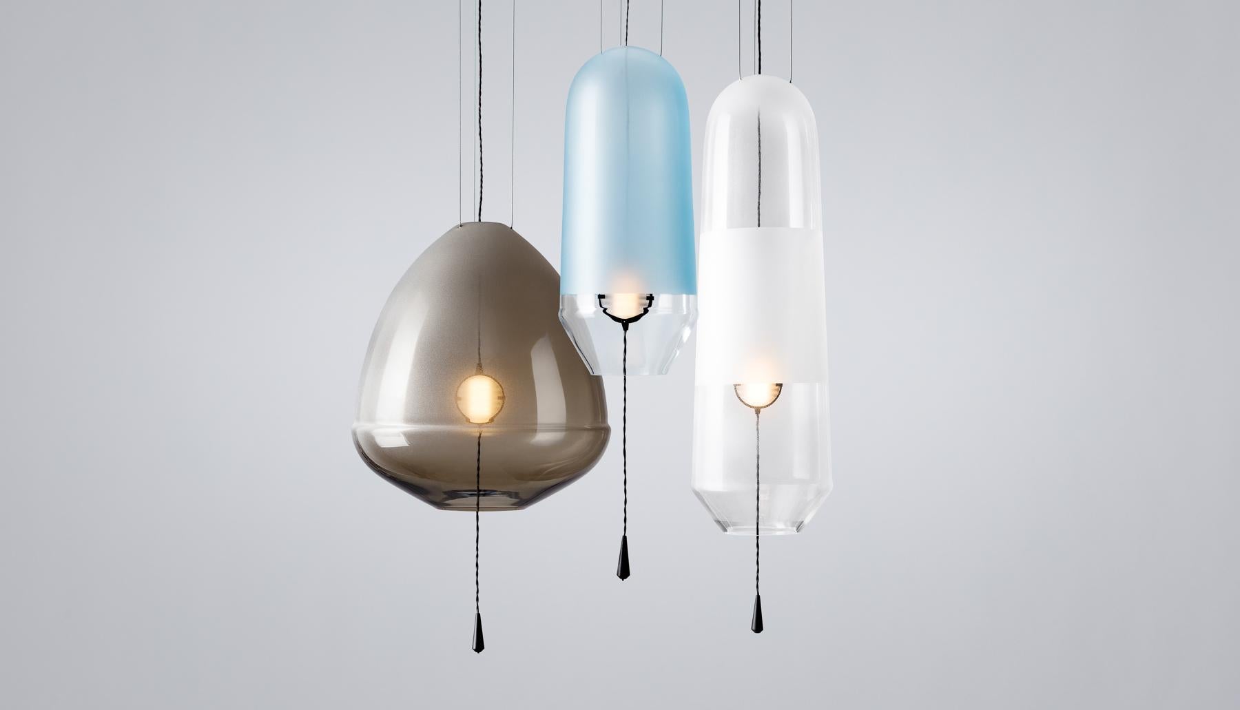 Dutch Limpid Light L-Clear Full-Swing, Pendant Light, Hand Blown Glass, Europe For Sale