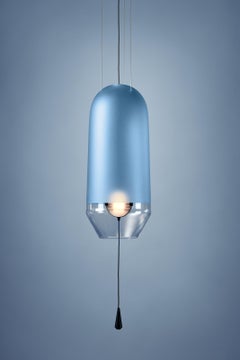 Lampe décorative Limpid Light S bleuquartz pleine fleur, verre soufflé à la main