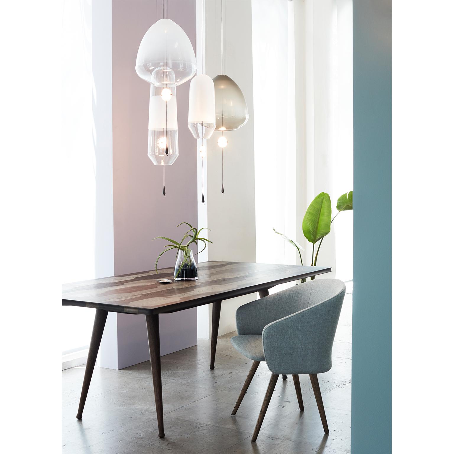 Contemporary Limpid Light S Bluequartz Full-swing, Blue Decorative Light, Hand Blown Glass For Sale