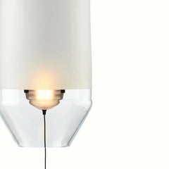 Lampe à suspension Limpid Light à oreilles en forme de S, verre soufflé à la main, Europe