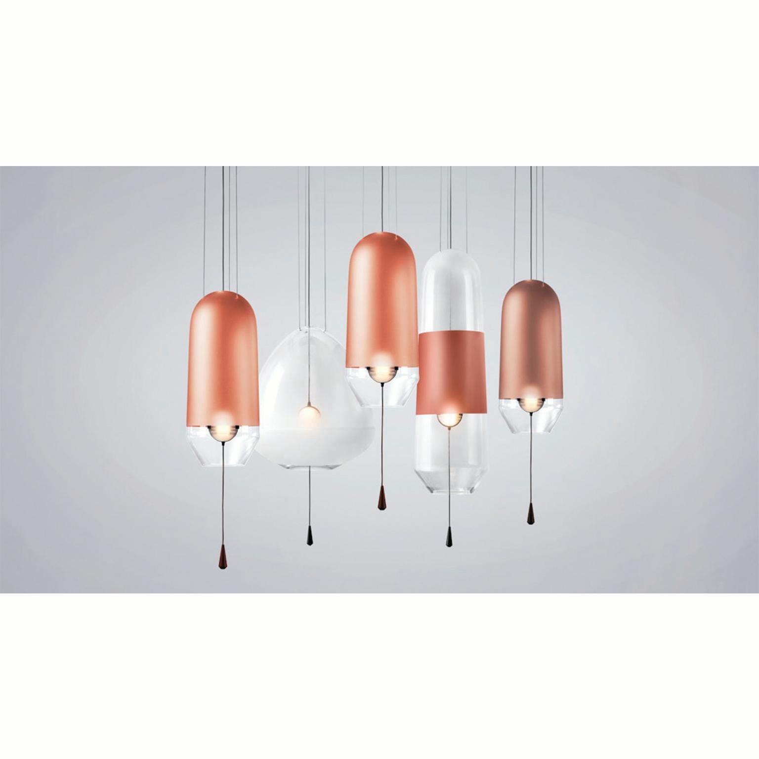 Contemporary Limpid Light S Lepidolite Full-Swing, Pink Decorative Light, Hand Blown Glass For Sale