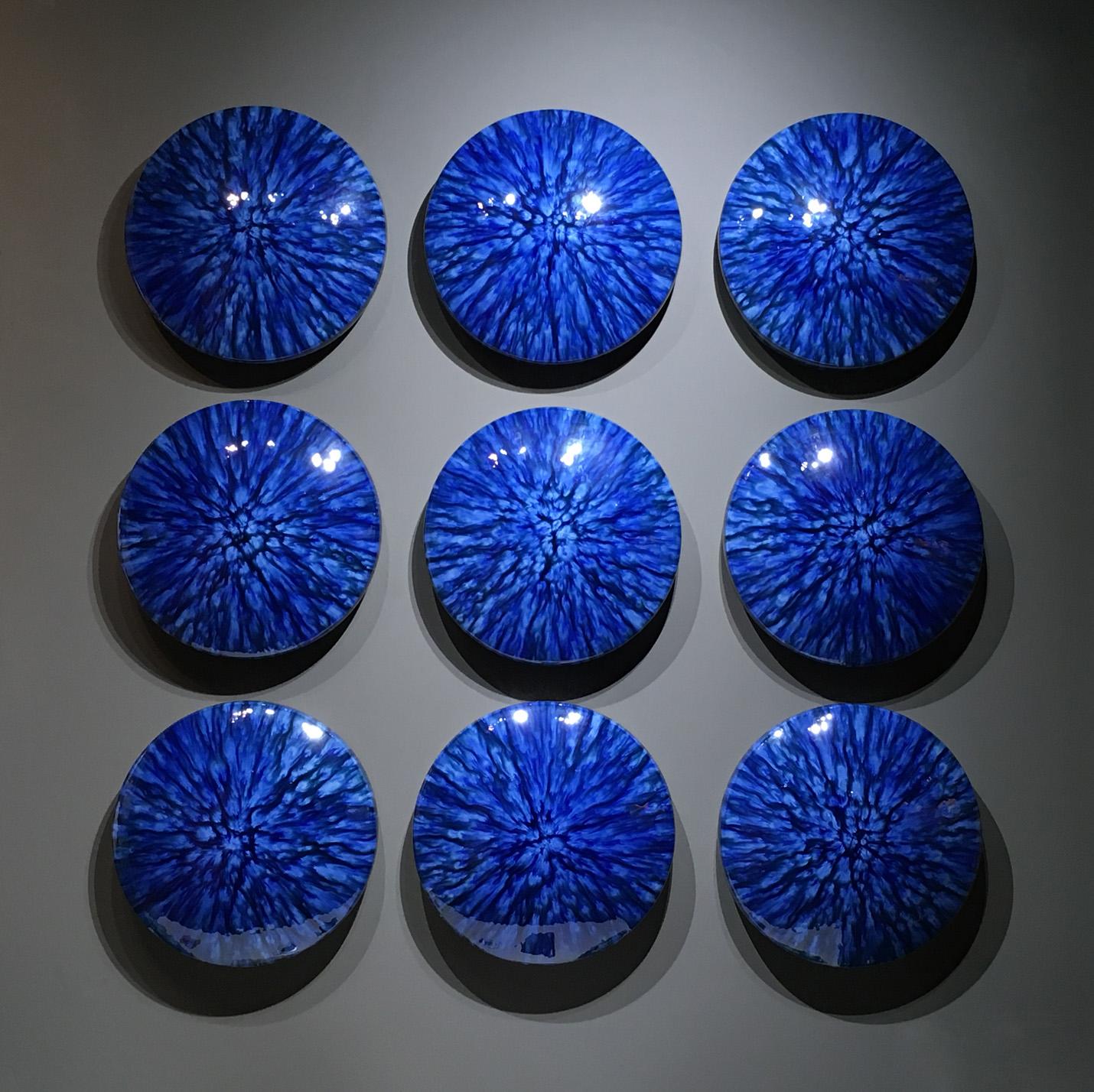 Glazed Limpid Pools - Ceramic wall sculpture by William Edwards For Sale