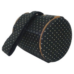 LIN BREN Compact Barrel Shaped Black & Metallic Handbag, 1940's