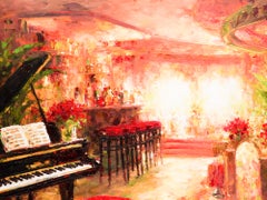 Lin Hongdan Impressionist Original Oil On Canvas "Bar 2"