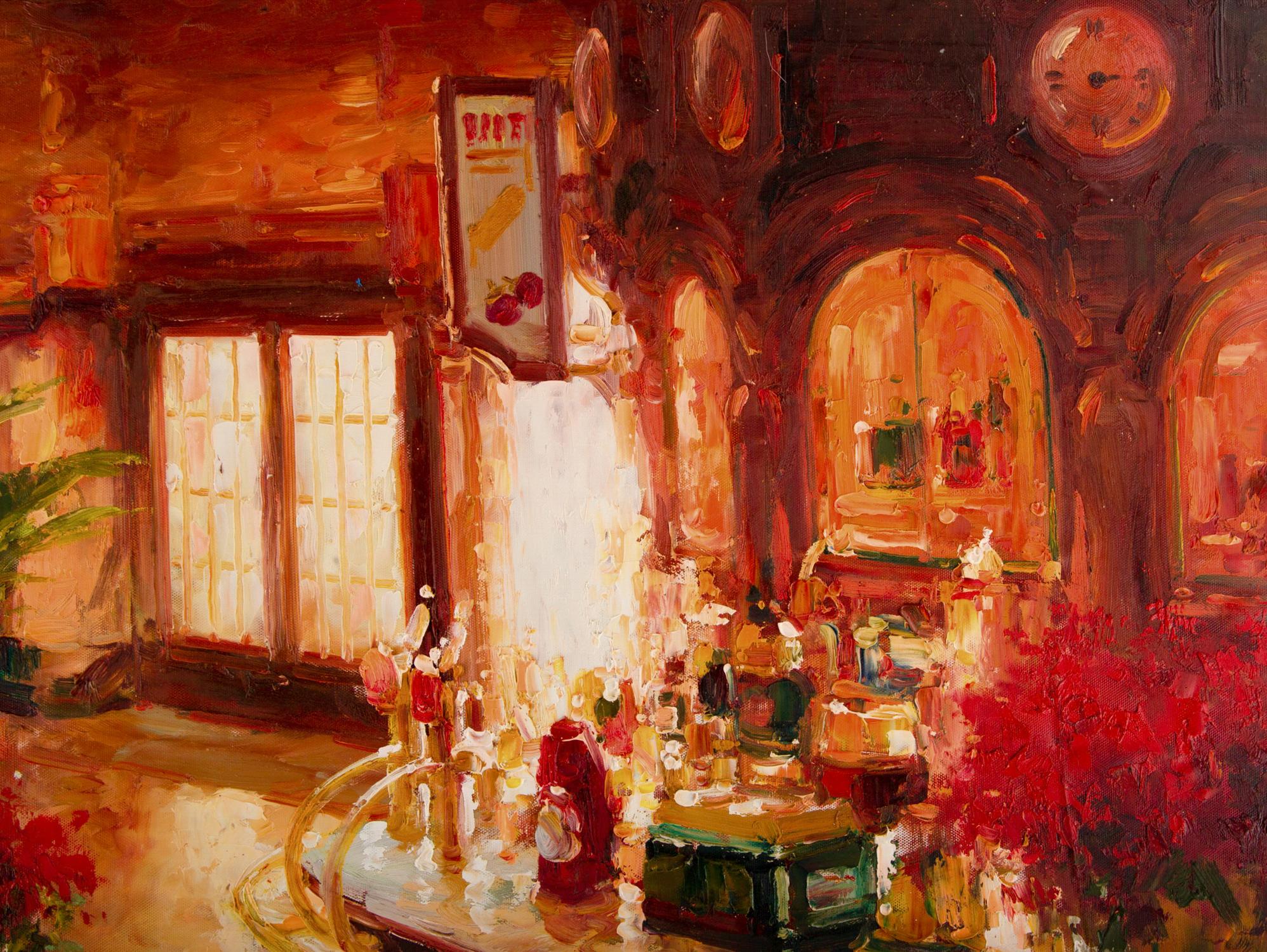 Impressionistisches Original Ölgemälde auf Leinwand „Bar 4“ von Lin Hongdan im Angebot 3