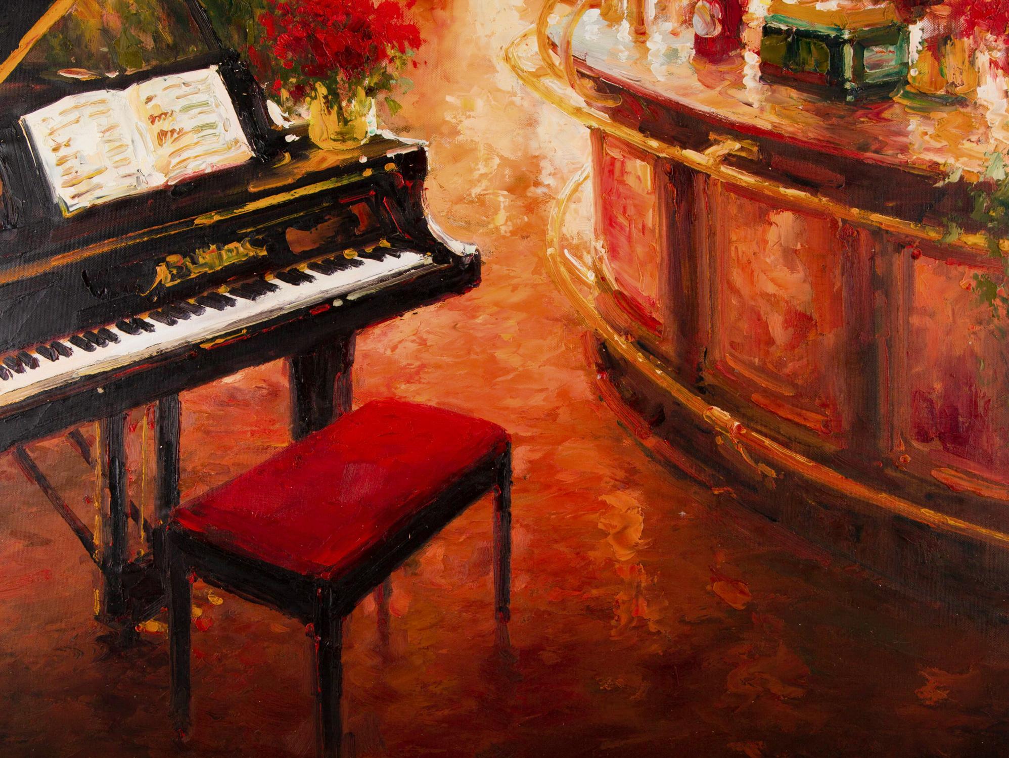 Impressionistisches Original Ölgemälde auf Leinwand „Bar 4“ von Lin Hongdan im Angebot 4