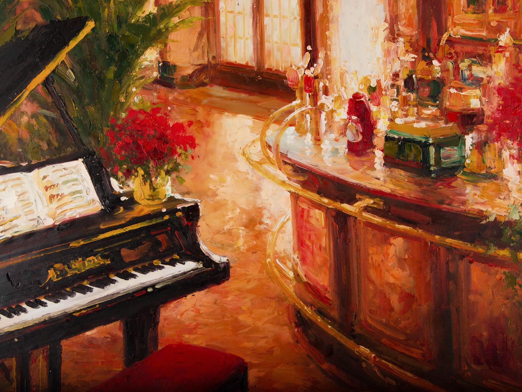 Impressionistisches Original Ölgemälde auf Leinwand „Bar 4“ von Lin Hongdan im Angebot 6