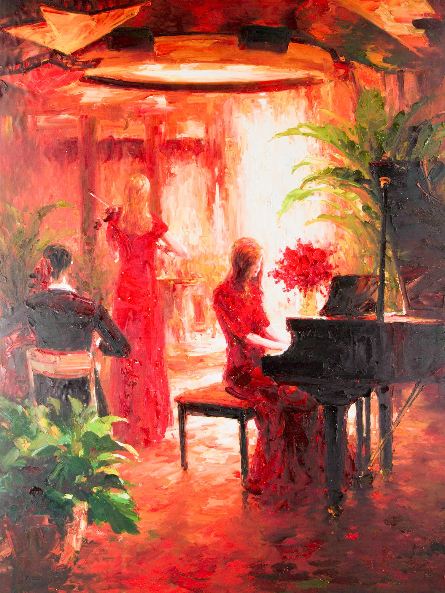 Title: Piano 1
Medium: Oil on canvas
Size: 47 1/4 x 35 3/4 inches
Frame: Framing options available!
Condition: The painting appears to be in excellent condition.

Year: 2000 Circa
Artist: Lin Hongdan
Signature: Unsigned
Signature Location: