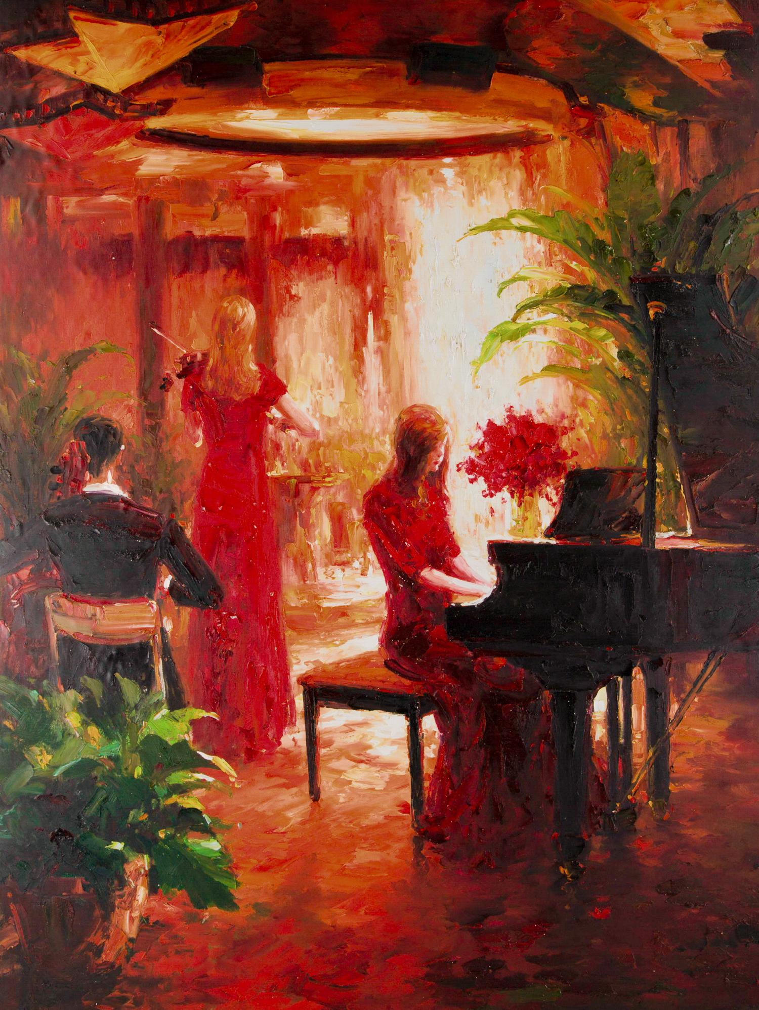 Lin Hongdan Impressionist Original Oil On Canvas "Piano 1"