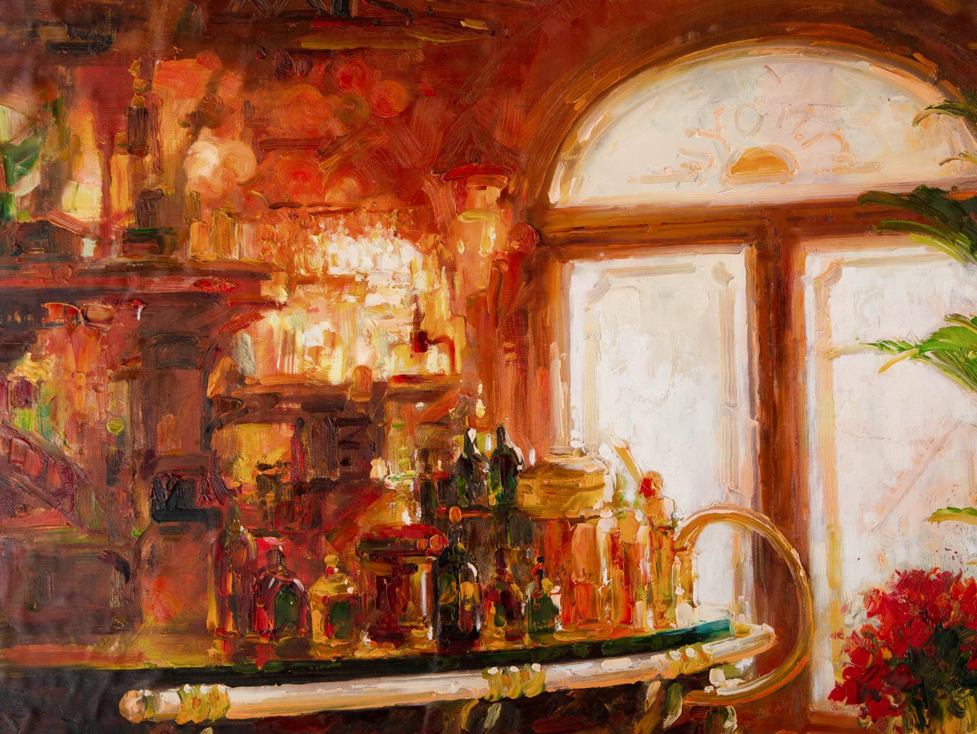 Impressionistisches Original-Ölgemälde „Bar 3“, Lin Hongdan im Angebot 1