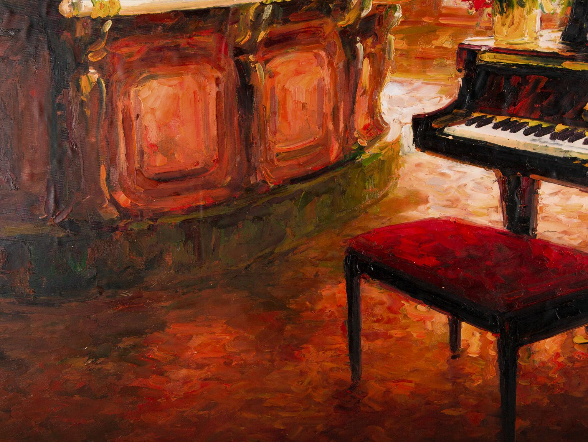 Impressionistisches Original-Ölgemälde „Bar 3“, Lin Hongdan im Angebot 3