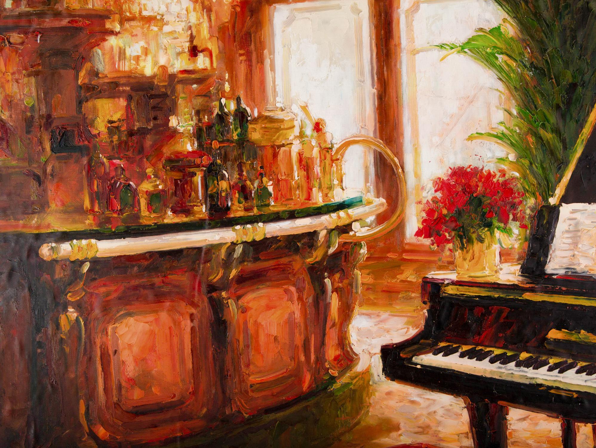 Impressionistisches Original-Ölgemälde „Bar 3“, Lin Hongdan im Angebot 5