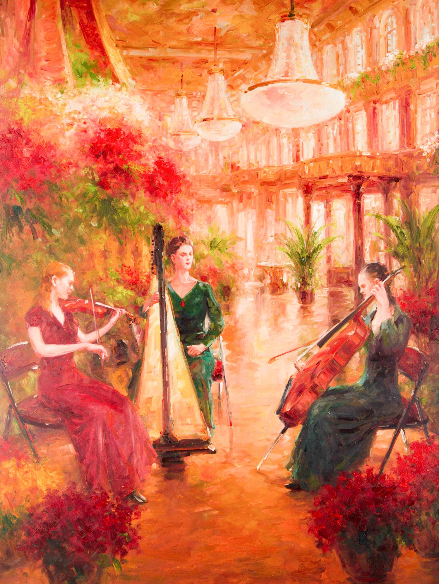  Title: Dance Ball 1
 Medium: Oil on canvas
 Size: 50.75 x 39.25 inches
 Frame: Framing options available!
 Condition: The painting is laid on the matt board and appears to be in excellent condition.
 
 Year: 2000 Circa
 Artist: Lin Hongdan
