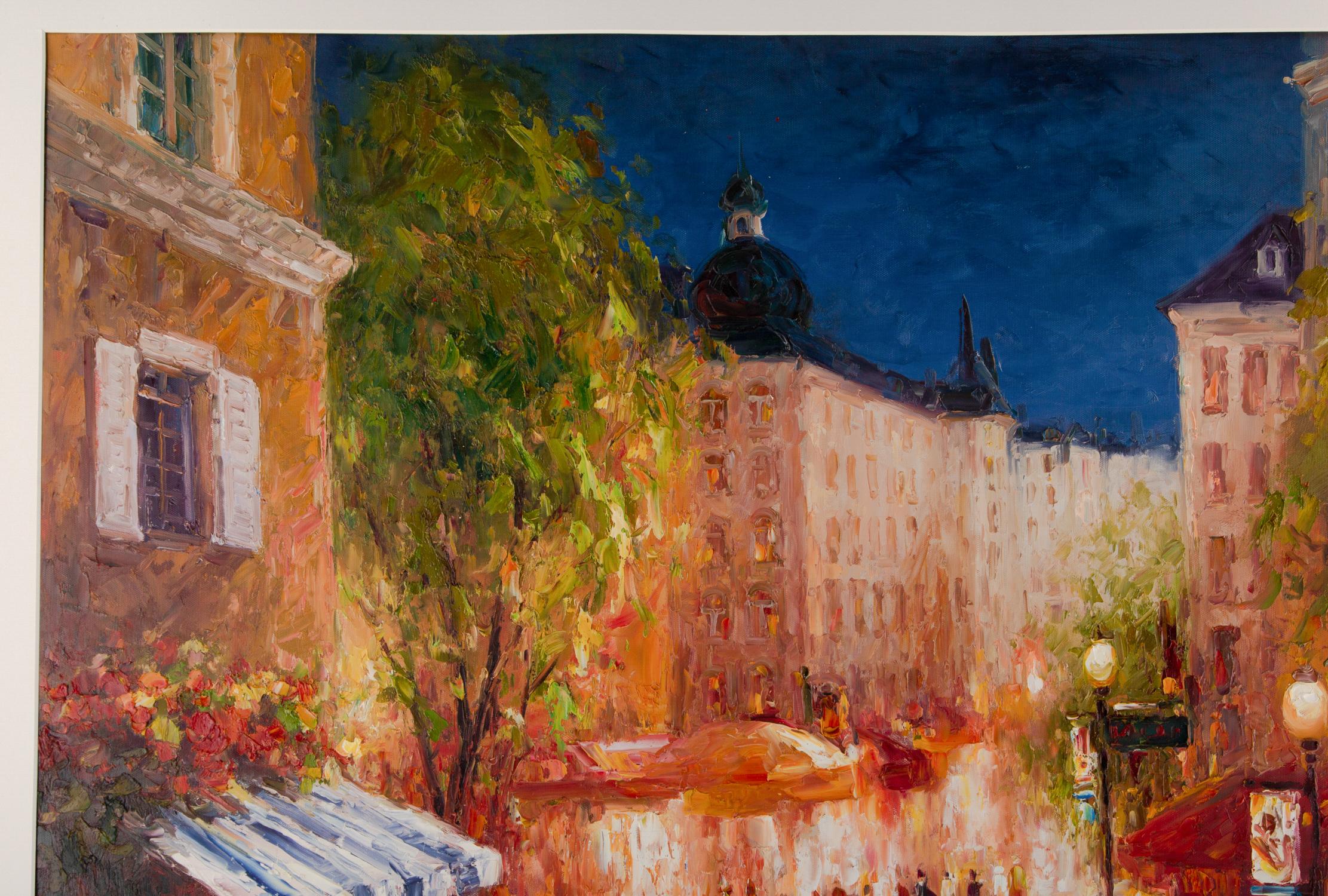 Impressionistisches Original-Ölgemälde „Nacht 1“ von Lin Hongdan im Angebot 2