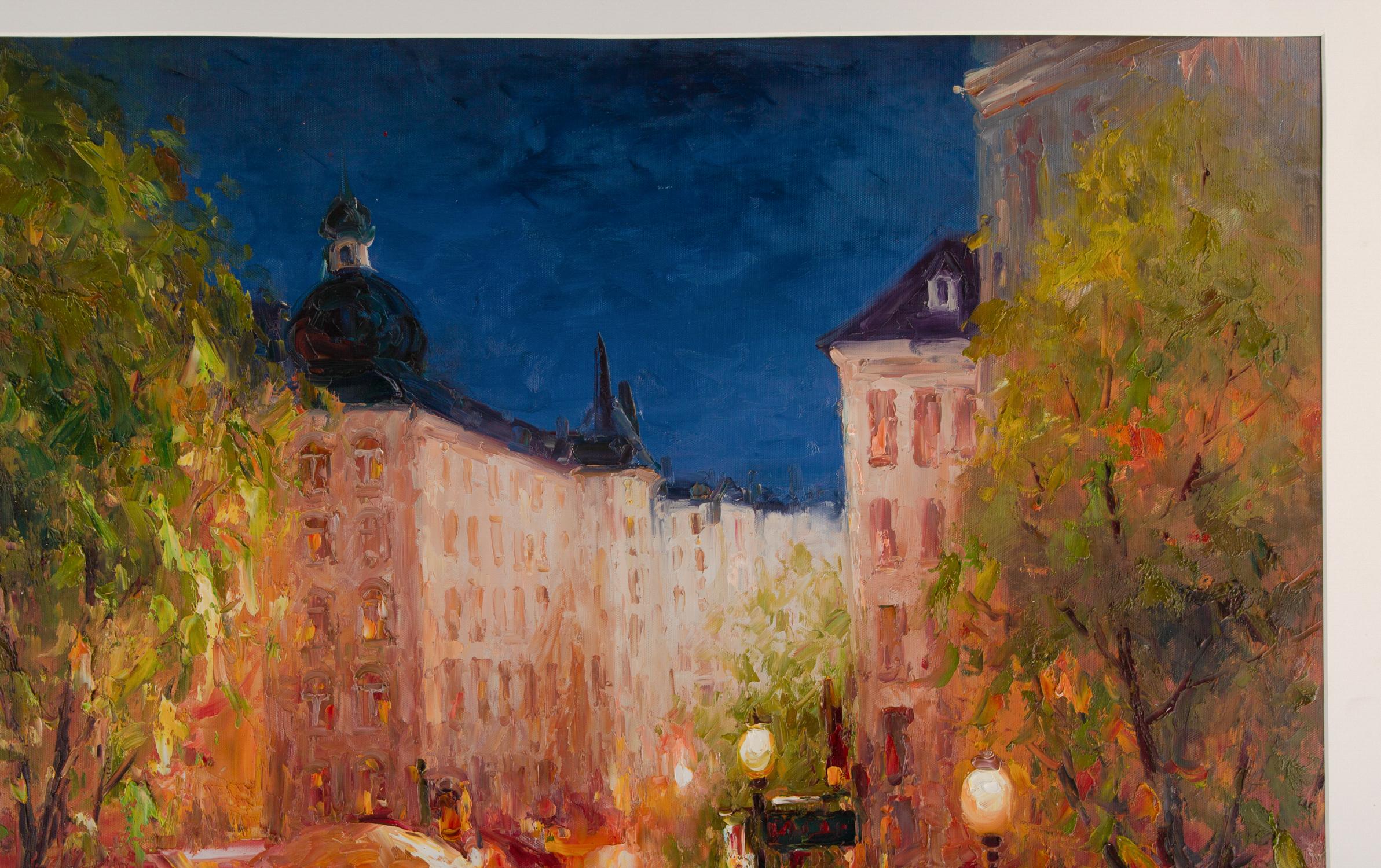 Impressionistisches Original-Ölgemälde „Nacht 1“ von Lin Hongdan im Angebot 3