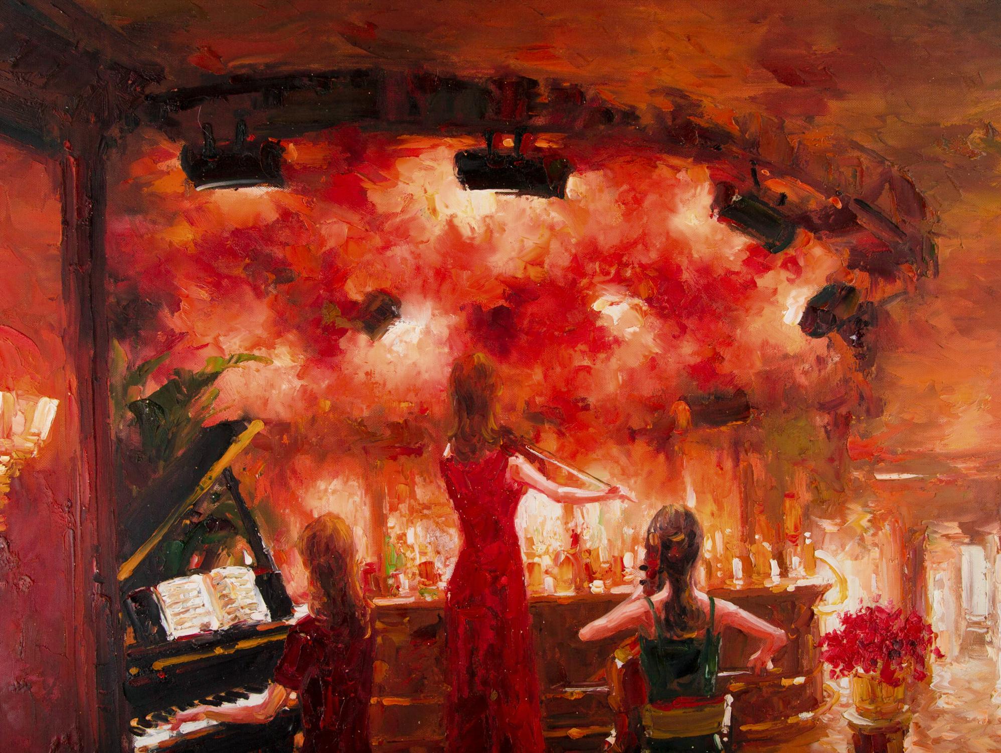 Impressionistisches Original-Ölgemälde „Performance 3“ von Lin Hongdan im Angebot 2