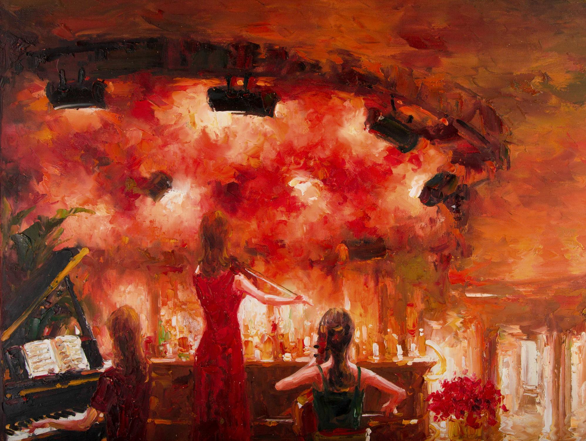 Impressionistisches Original-Ölgemälde „Performance 3“ von Lin Hongdan im Angebot 3