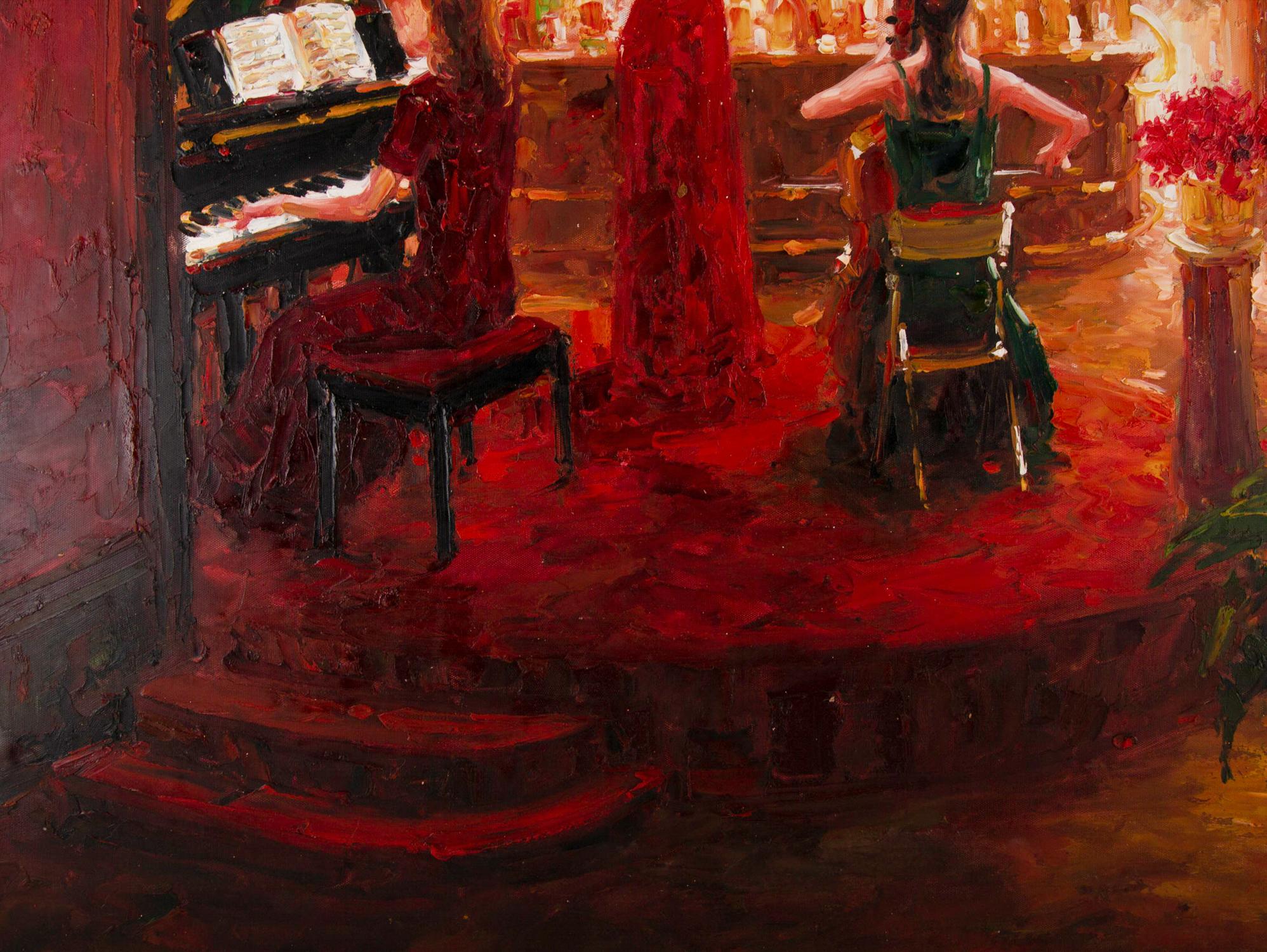 Impressionistisches Original-Ölgemälde „Performance 3“ von Lin Hongdan im Angebot 4