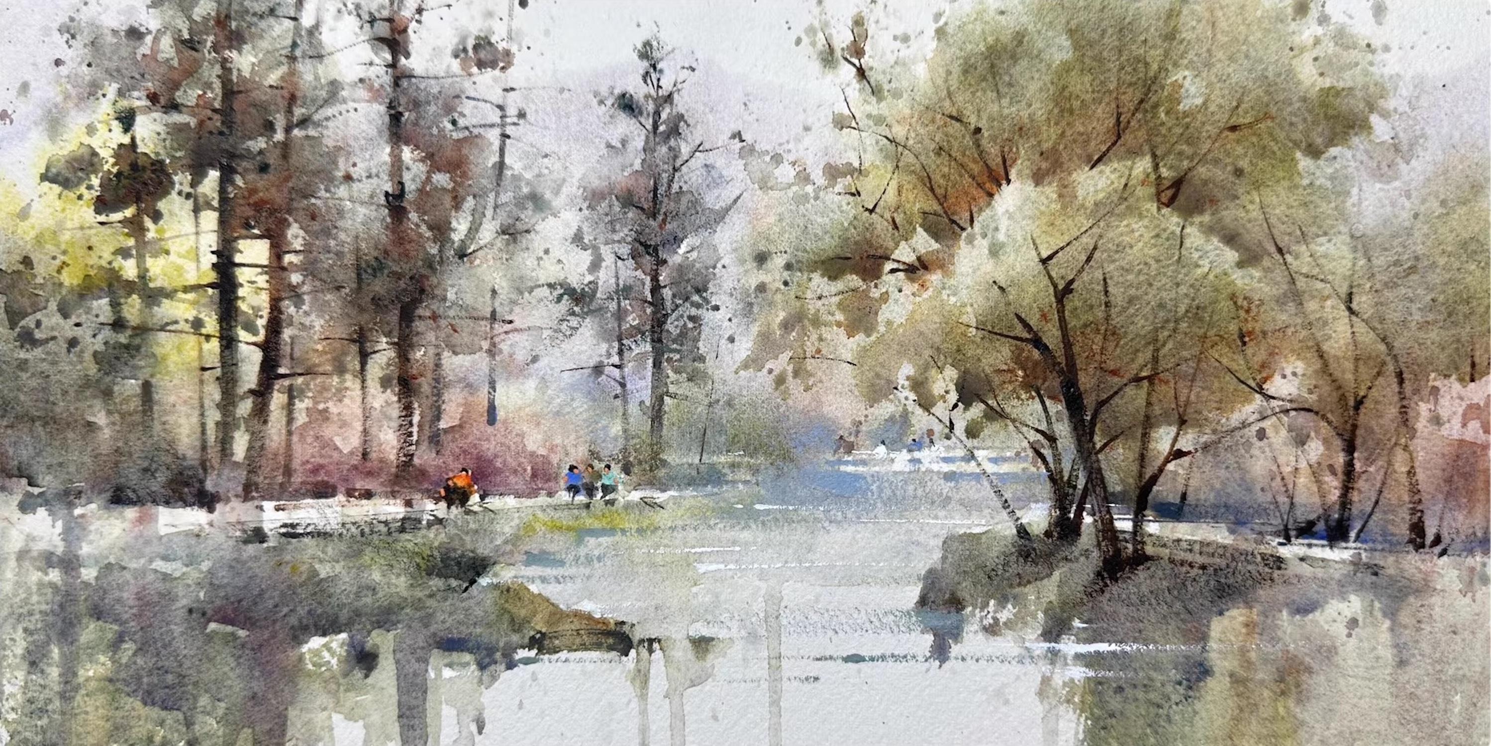 Beautiful Scenery Landscape Watercolor Original Painting on Paper