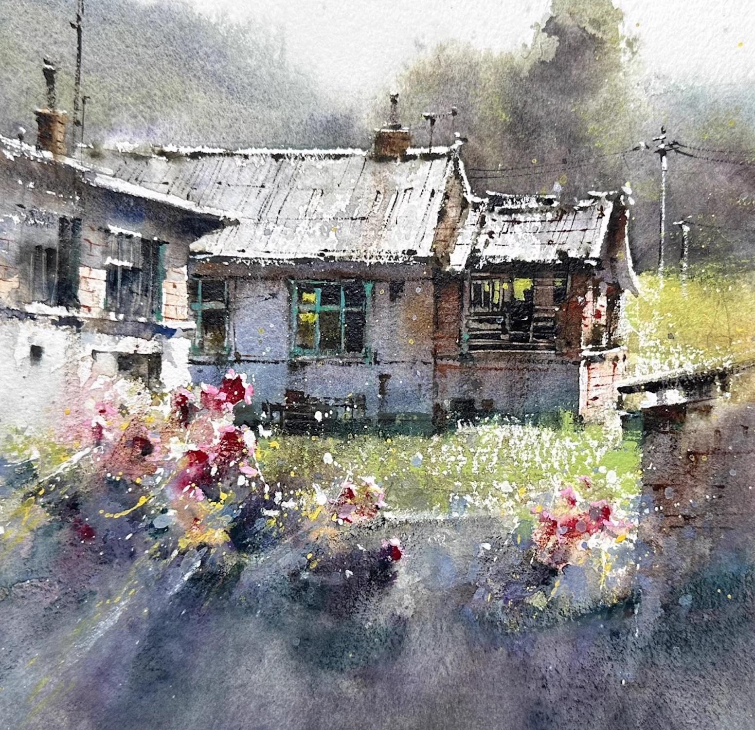 Corner of Countryside Landscape Watercolor Original Painting on Paper