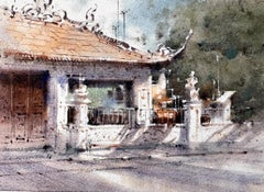 Family Home Landscape Watercolor Original Painting on Paper