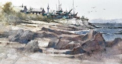 Lin Qingyi - Fishing Port Nautical Watercolor Original Painting on Paper Fishing Port Nautical Watercolor Original Painting on Paper