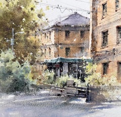 Memories Cityscape Aquarelle Peinture originale sur papier