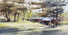 Scene in the Park Landscape Watercolor Original Painting on Paper
