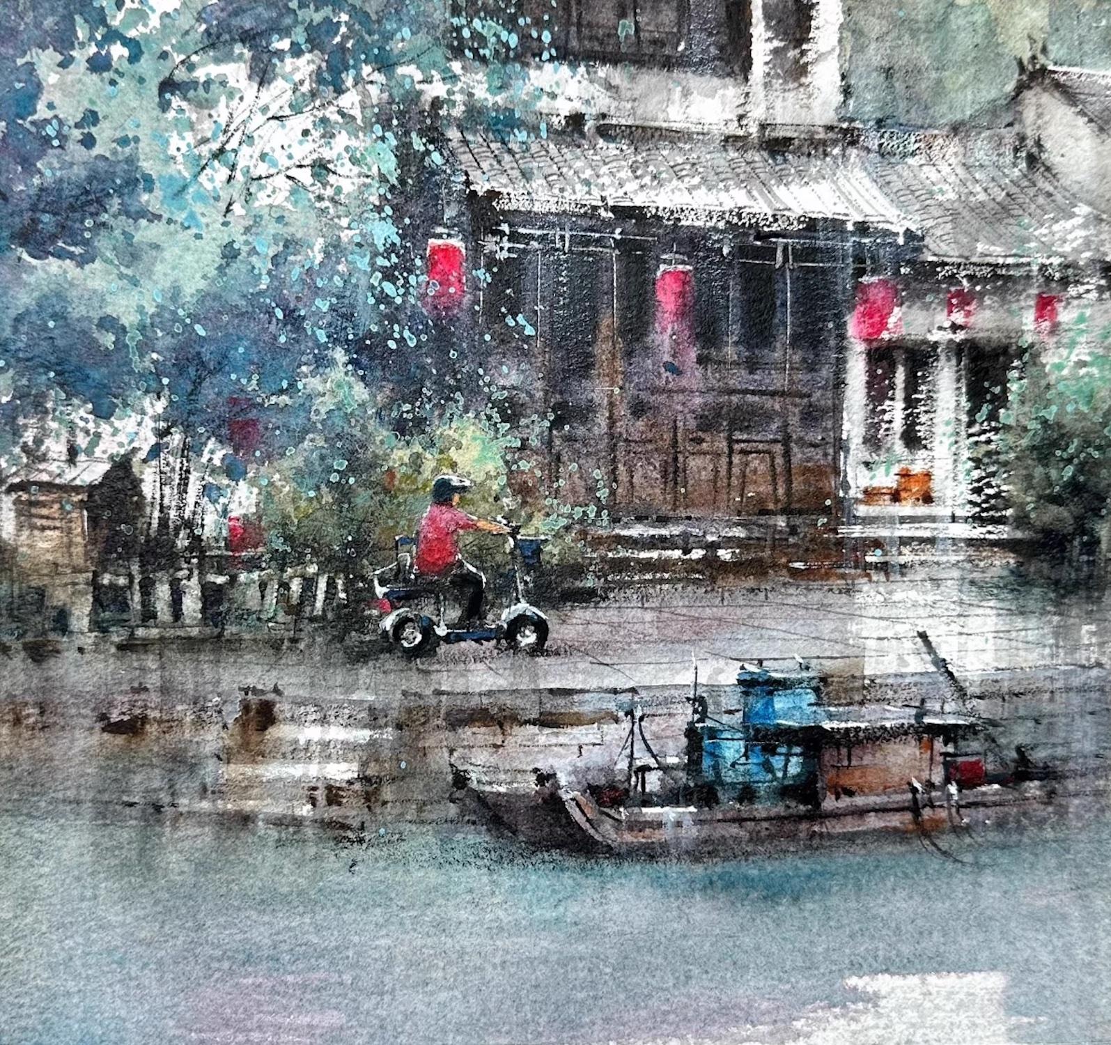 Wasser Townes Landschaft Aquarell Originalgemälde auf Papier