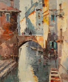 Huile sur toile impressionniste originale de Lin Shurong « Impression de Venise VI »