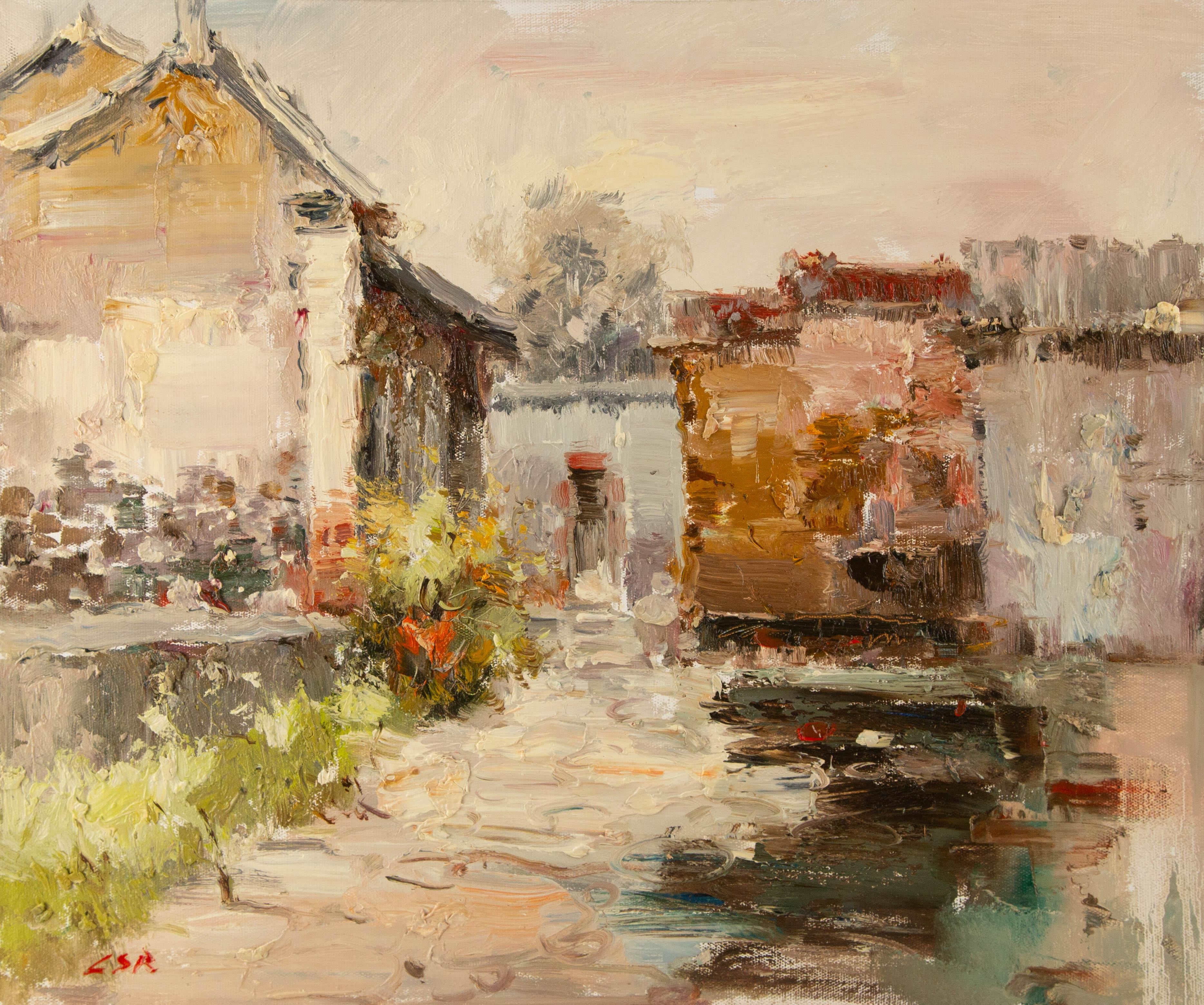 Shurong Lin Landscape Original Oil On Canvas "Going Home"