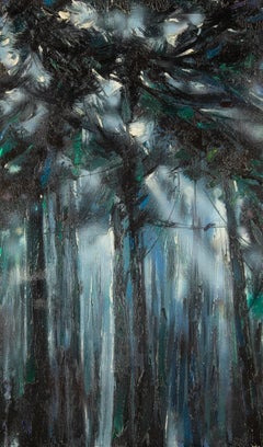 Lin Xu Pittura a olio astratta originale "Suono di pini III"