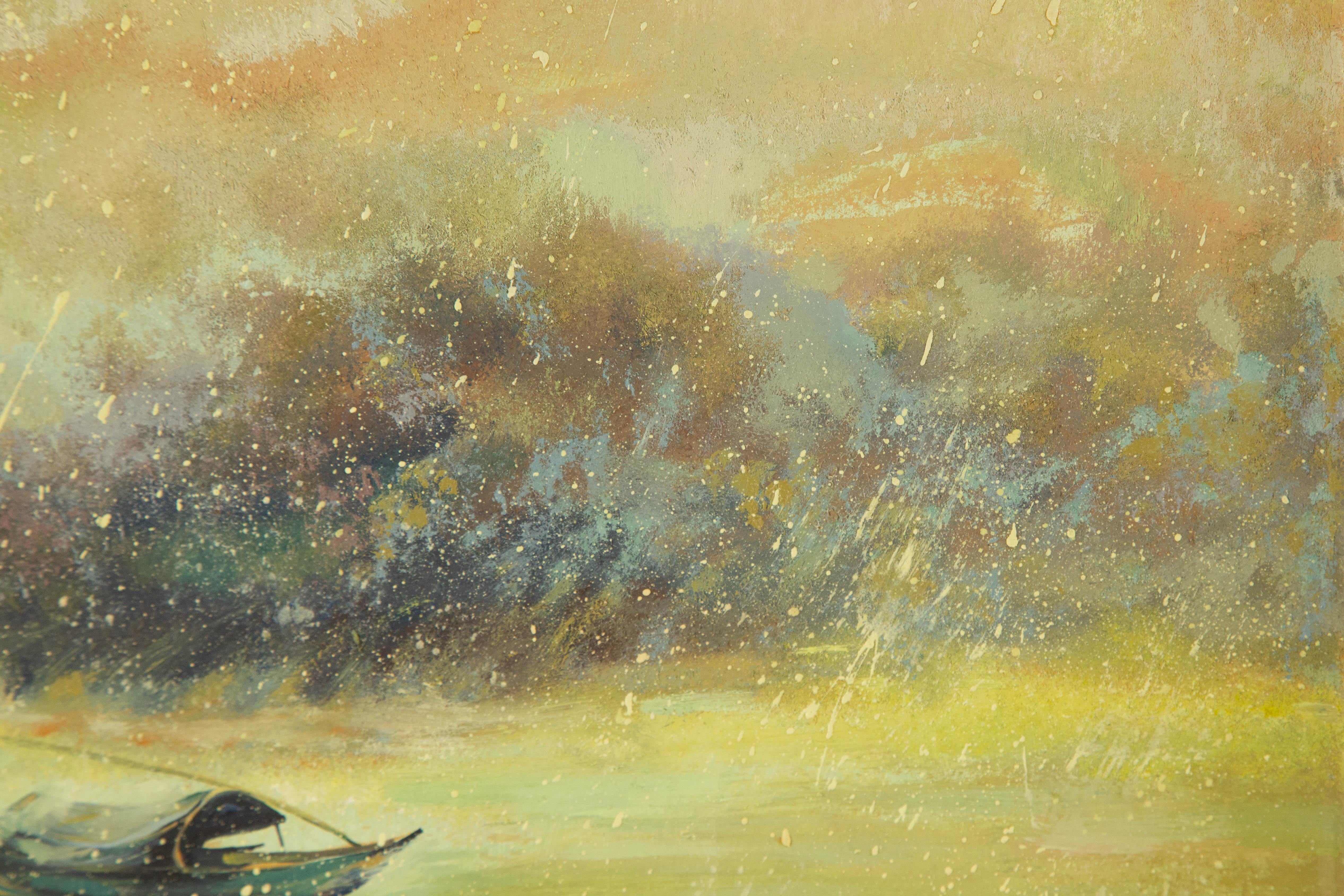 Lin Xu Wasserlandschaft Original Öl auf Leinwand 