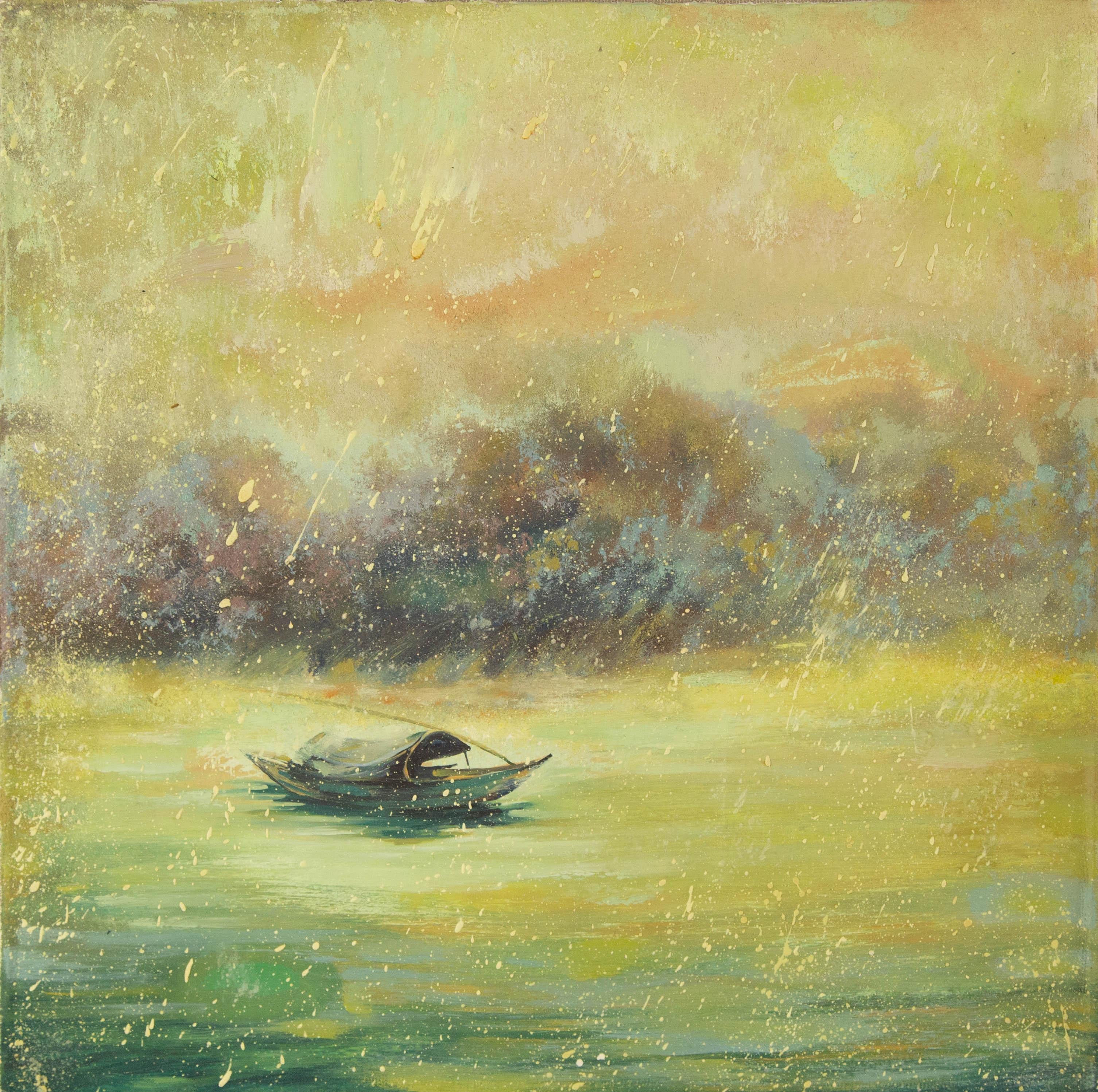 Lin Xu Wasserlandschaft Original Öl auf Leinwand "Segeln auf"