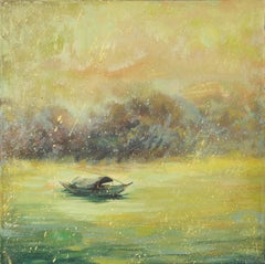 Lin Xu Wasserlandschaft Original Öl auf Leinwand "Segeln auf"