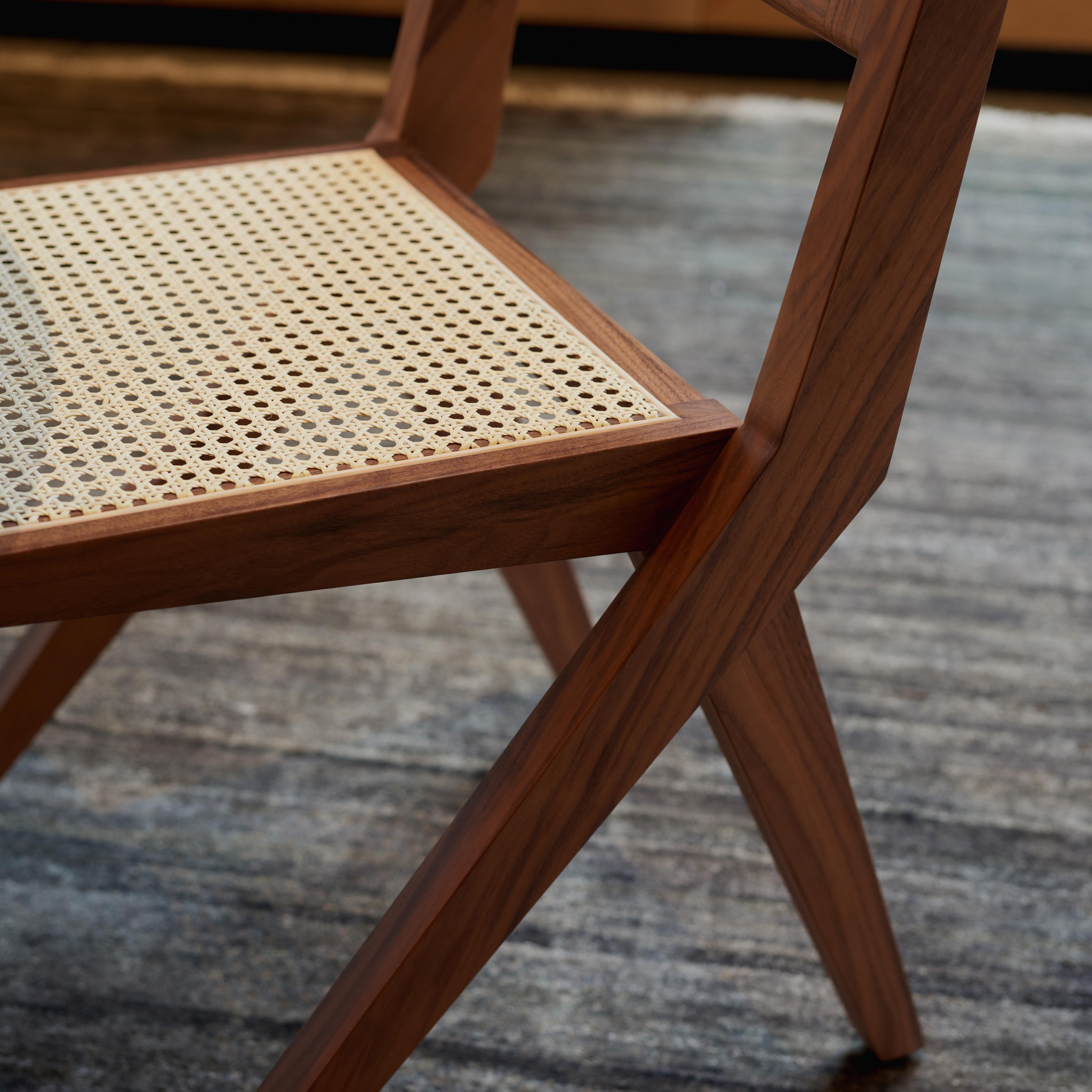 Lina Chair by Daniel Boddam, Walnut/Rattan For Sale 3