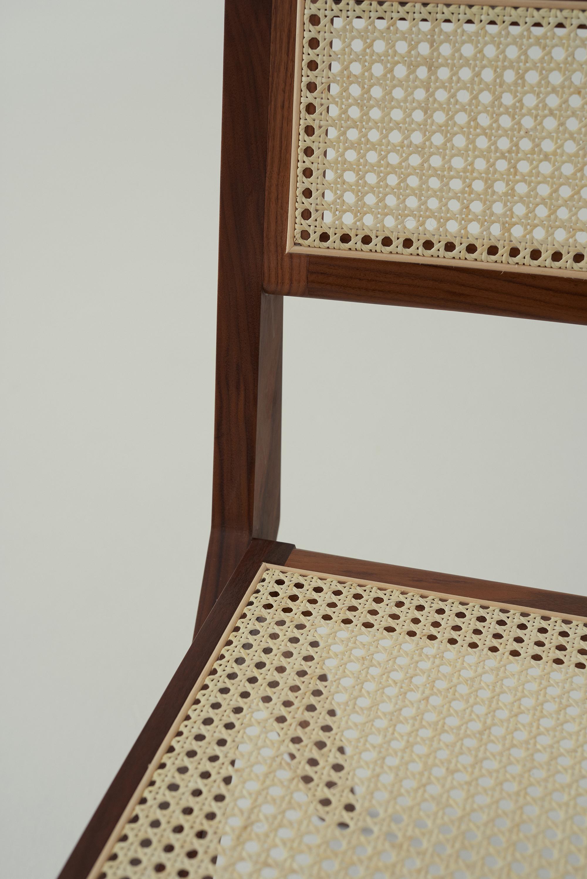 Australian Lina Chair by Daniel Boddam, Walnut/Rattan For Sale