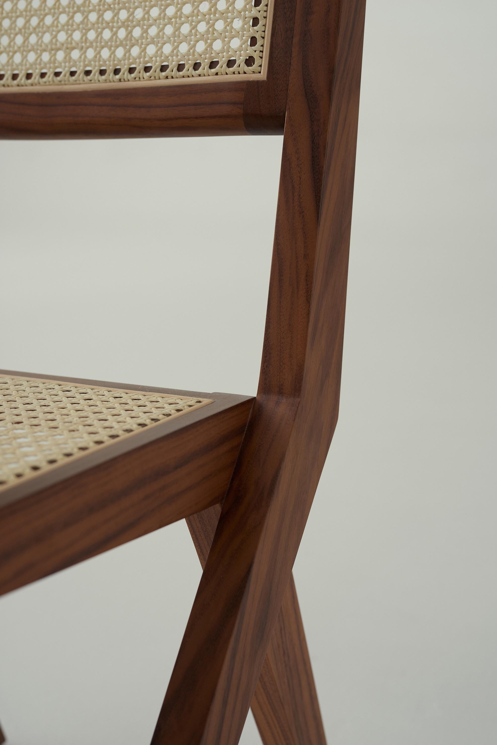Contemporary Lina Chair by Daniel Boddam, Walnut/Rattan For Sale
